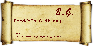 Bordás György névjegykártya