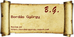 Bordás György névjegykártya